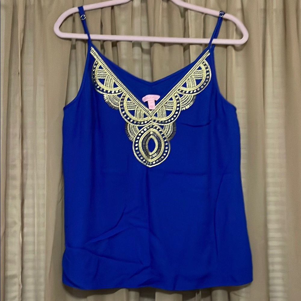 Lilly Pulitzer Blue Embellished Camisole Top